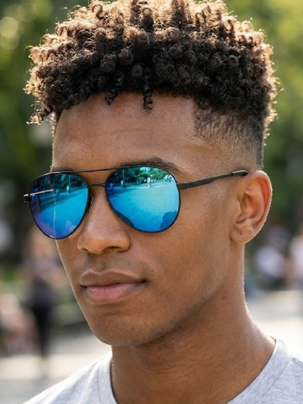Panama Jack Aviator Sunglasses with Blue Mirrored Lenses and Black Frame